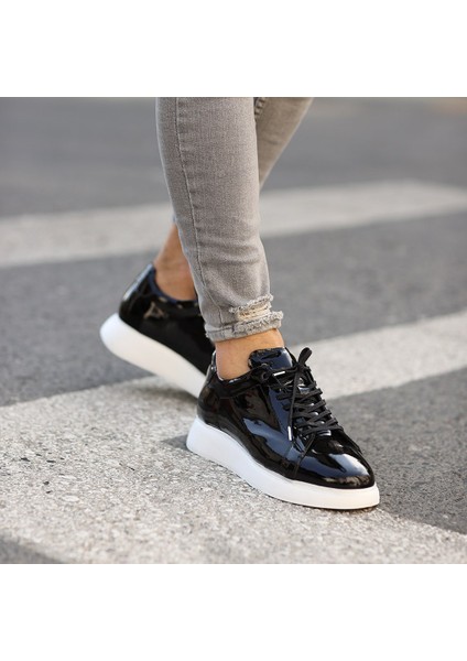 - Siyah Rugan Deri Erkek Sneaker