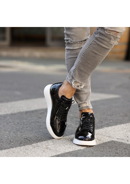 - Siyah Rugan Deri Erkek Sneaker