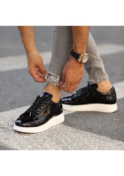 - Siyah Rugan Deri Erkek Sneaker