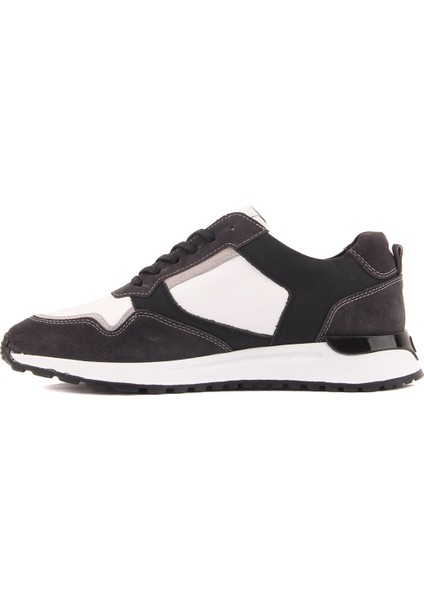 - Siyah, Beyaz Deri, Gri Süet Bağcıklı Erkek Sneaker
