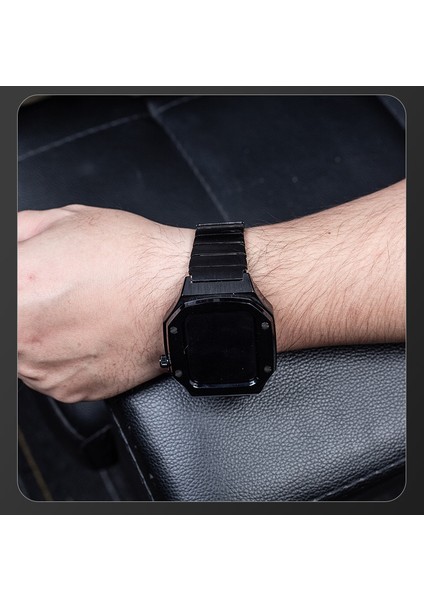 ​​​Apple Watch 7 8 45mm Kordon Swatch Tarzı Paslanmaz Baklalı Metal Kasa Kordon modelleri