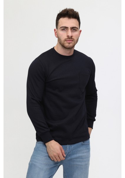 Mualta-Bisiklet Yaka Lacivert 20/10 Iki Iplik Kışlık Iş Sweatshirt fırsatları