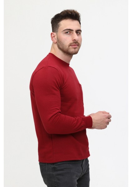 Mualta-Bisiklet Yaka Bordo 20/10 Iki Iplik Kışlık Iş Sweatshirt