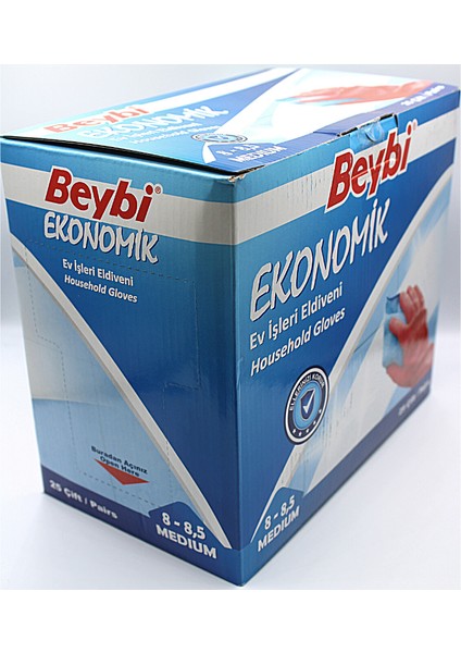 Ekonomik Latek Eldiven Ev Tipi Kırmızı No:8 12 Çift