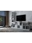 Duvar Kitaplıklı Üç Kapaklı Raflı Tv Ünitesi Beyaz 227 cm Çıtasız TV-1254-Ç 2