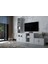 Duvar Kitaplıklı Altı Kapaklı Raflı Tv Ünitesi Beyaz 227 cm Çıtasız TV-1256-Ç 2
