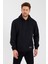 Siyah Kanguru Cepli Kapüşonlu Içi Pamuklu Erkek Sweatshirt 1