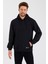 Siyah Kanguru Cepli Kapüşonlu Içi Pamuklu Erkek Sweatshirt 2