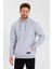 Gri Kanguru Cepli Kapüşonlu Içi Pamuklu Erkek Sweatshirt 2