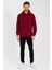 Bordo Kanguru Cepli Kapüşonlu Içi Pamuklu Erkek Sweatshirt 3