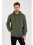 Haki Kanguru Cepli Kapüşonlu Içi Pamuklu Erkek Sweatshirt 1