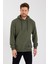 Haki Kanguru Cepli Kapüşonlu Içi Pamuklu Erkek Sweatshirt 2