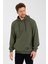 Haki Kanguru Cepli Kapüşonlu Içi Pamuklu Erkek Sweatshirt 3