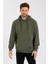 Haki Kanguru Cepli Kapüşonlu Içi Pamuklu Erkek Sweatshirt 4