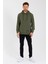 Haki Kanguru Cepli Kapüşonlu Içi Pamuklu Erkek Sweatshirt 5