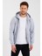 Metalıc Gri Kanguru Cepli Kapüşonlu Fermuarlı Içi Pamuklu Erkek Sweatshirt 3