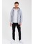 Metalıc Gri Kanguru Cepli Kapüşonlu Fermuarlı Içi Pamuklu Erkek Sweatshirt 4