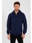 Metalıc Lacivert Kanguru Cepli Kapüşonlu Fermuarlı Içi Pamuklu Erkek Sweatshirt 1