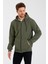 Metalıc Haki Kanguru Cepli Kapüşonlu Fermuarlı Içi Pamuklu Erkek Sweatshirt 3