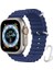 Apple Watch Ultra Uyumlu 49MM Kordon Silikon Naylon Kayış Baklalı Bileklik Loop Hasır Ayarlanabilir Kancalı Tokalı Orange Albine Loop Titanium Fit Case 1
