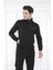 Escetic Erkek Spor Slimfit, Dik Yaka, 4 Cepli, 4 Mevsim Siyah Eşofman Takımı - 6793 1