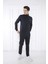 Escetic Erkek Spor Slimfit, Dik Yaka, 4 Cepli, 4 Mevsim Lacivert Eşofman Takımı - 6793 5