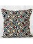 Krem - Kırmızı Zeminde Geometrik Motifli Art Deco Desenli Dijital Baskılı Yastık Kırlent Kılıfı 3