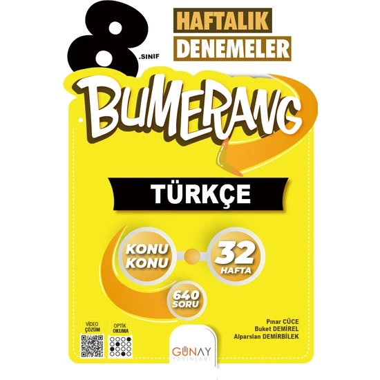 Günay Yayınları 8.Sınıf Bumerang 32 Haftalık Türkçe Denemeleri