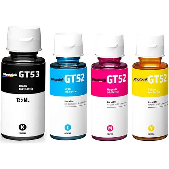 Photo Ink Hp GT53 Gt 52 Uyumlu Photoınk Plus Mürekkep Seti Hp Smart Tank 670 700 720 750 790