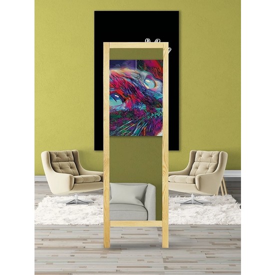 Hediyeset Natürel Ahşap Ayaklı Boy Aynası 145X40CM