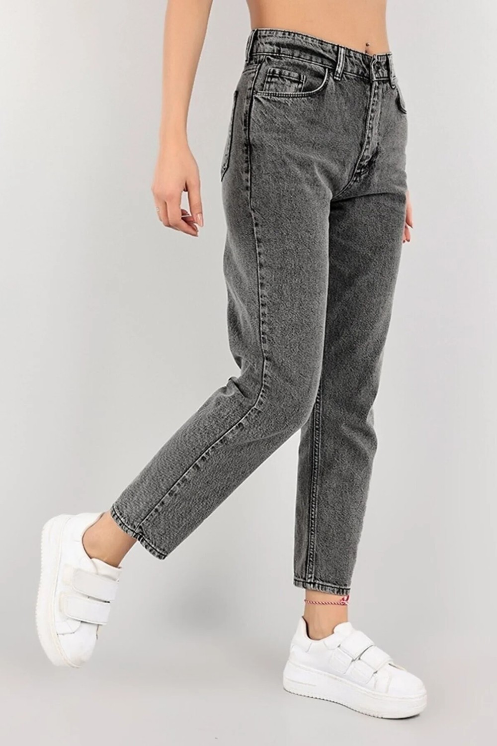 Shevega 90's Siyah Fit Mom Jean Likralı Kot Pantolon