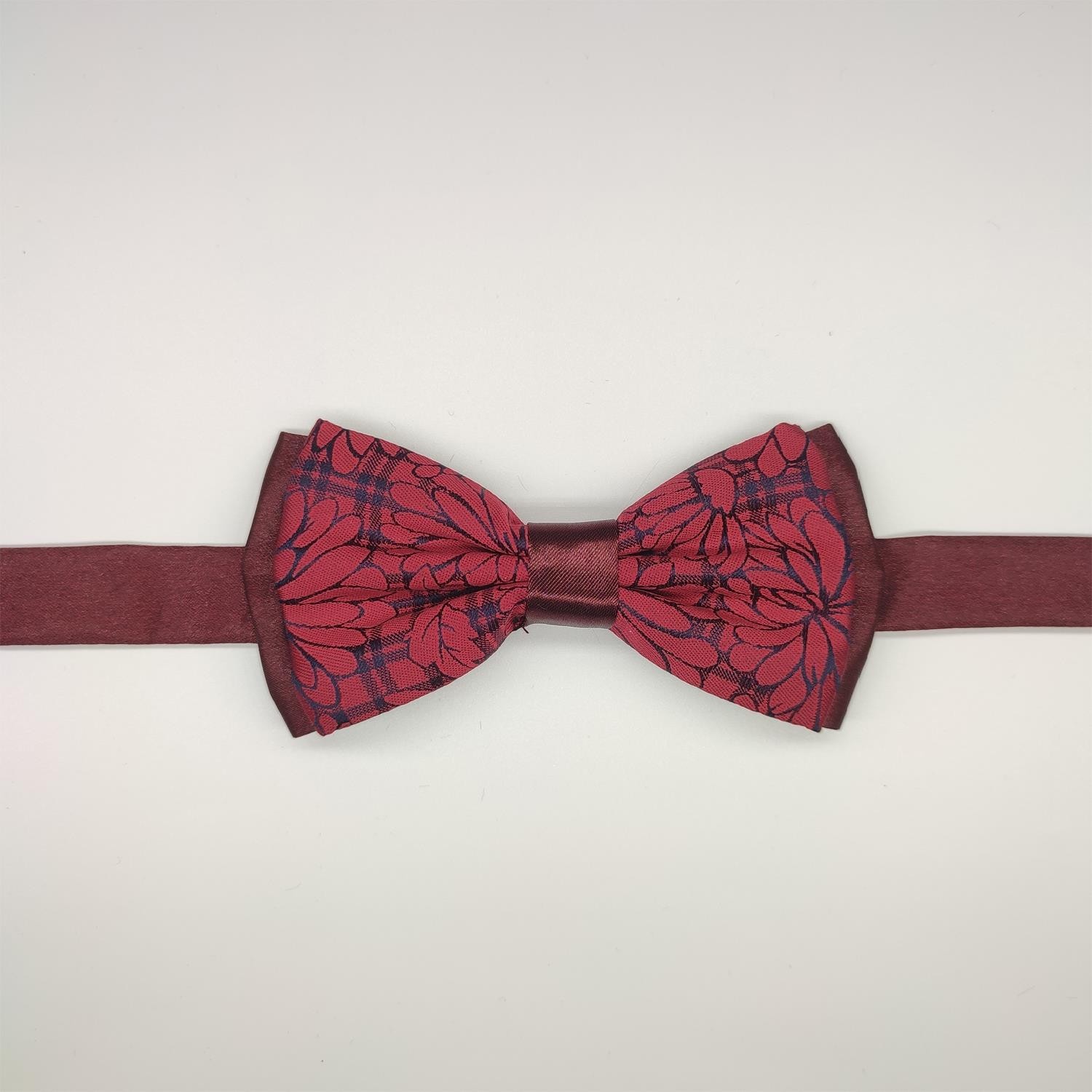 Tedz Collection Mordino Bordo Kırmızı Çiçekli Papyon