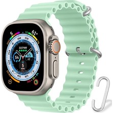 MTK Moveteck Apple Watch Ultra Uyumlu 49MM Kordon Silikon Naylon Kayış Baklalı Bileklik Loop Hasır Ayarlanabilir Kancalı Tokalı Orange Albine Loop Titanium Fit Case