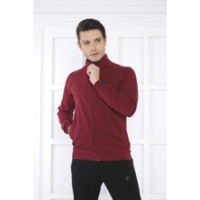 Escetic Escetic Erkek Spor Slimfit, Dik Yaka, 4 Cepli, 4 Mevsim Bordo Eşofman Takımı - 6767