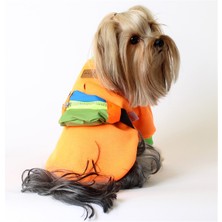 Max Design Pet Sweatshirt Çantalı - Turuncu - Köpek ve Kedi Kıyafeti