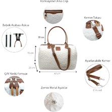 My Pioggia Babysi Mommy  Bag  Exclusive  Ekru Kuzu Peluş 3 Lü Set   Baby Anne Bebek Bakım ve Kadın Çantası