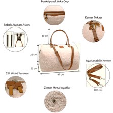 My Pioggia Babysi Mommy  Bag  Exclusive Pudra Kuzu Peluş 3 Lü Set   Baby Anne Bebek Bakım ve Kadın Çantası