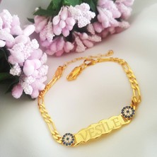 Vaoov 925 Ayar Gümüş Nazarlı Isimli Çocuk Bileklik