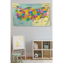 Doğal Tercih Duvar Örtüsü Detaylı Güncel Türkiye Haritası Kaliteli Kanvas Duvar Halısı