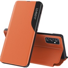 Eabhulie Case For Samsung Galaxy M23 5g Için Smart View Pencere Flip Standı Kapağı Deri Koruyucu Turuncu Kılıf (Yurt Dışından)