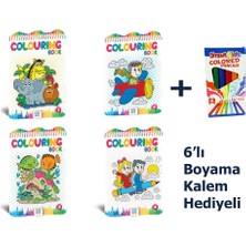 Colourıng Book Boyama Kitabı Seti + 6lı Boyama Kalemi Hediyeli