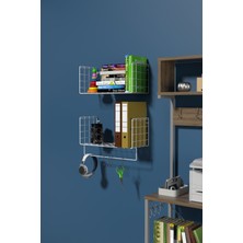 Full Reyon Ikili Set Dekoratif Ferforje Mutfak Banyo Ofis Salon Duvar Rafı