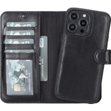 Bouletta Apple iPhone 14 Pro Max Uyumlu Deri Cüzdanlı Kılıf Mwwn Rst1 Siyah