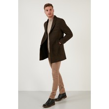 Buratti Slim Fit Tek Yırtmaçlı Düğmeli Mono Yaka Kaşe Kaban Erkek Kaban 5840098