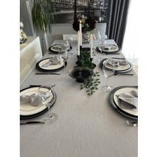 Decamor Home Keten Dokulu Dertsiz Açık Gri Masa Örtüsü