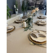 Decamor Home Keten Dokulu Dertsiz Bej Masa Örtüsü