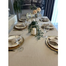 Decamor Home Keten Dokulu Dertsiz Bej Masa Örtüsü