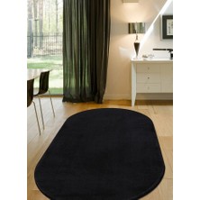 Valery Home Oval Comfort Puffy Ponpon Saçaksız Peluş Halı Siyah