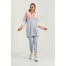 Fransız Kadife Peluş Nakış Baskılı Kadın Eşofman Takımı