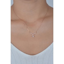 Essare 925 Ayar Dikenli Tek Taş Tasarım Kadın Gümüş Kolye